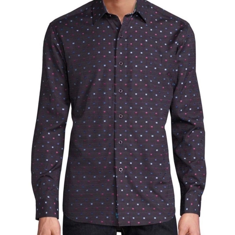 Robert Graham Orion Arm Space Dye Woven Shirt Long Sleeve Flip cuff size 2XL - Picture 5 of 12
